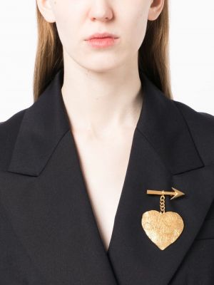 Brož s mašlí se srdcovým vzorem Chanel Pre-owned zlatá