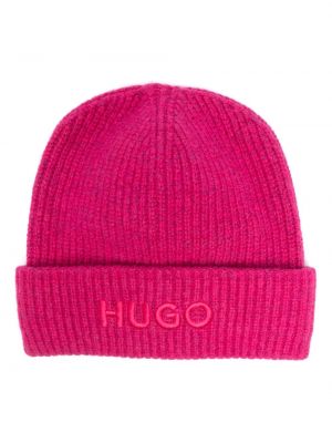 Różowa haftowana czapka Hugo