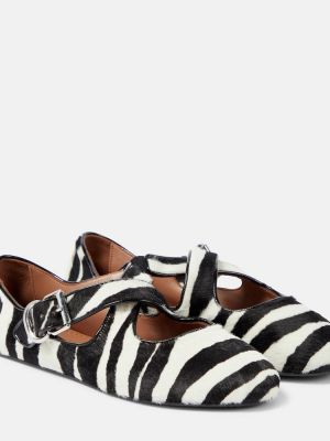 Zebra mintás balerina cipők nyomtatás Alaïa fekete