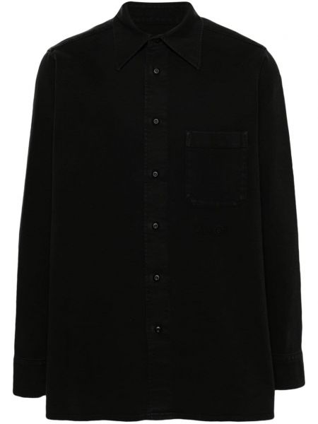 Βαμβακερό πουκάμισο με κέντημα Mm6 Maison Margiela μαύρο