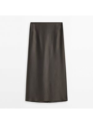 Атласная юбка миди Massimo Dutti