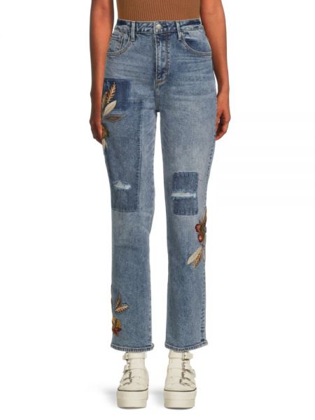 Прямые джинсы Stella с цветочным принтом и пэчворком Driftwood, Medium Wash