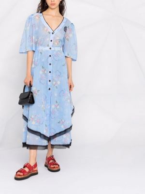 Geblümtes kleid mit print Ulyana Sergeenko blau