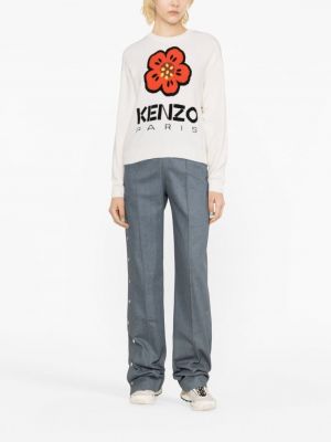 Žakarda vilnas džemperis ar ziediem Kenzo balts