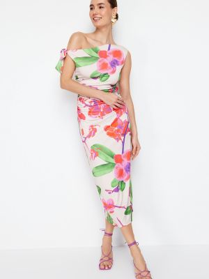 Πλεκτή φλοράλ μάξι φόρεμα με σχέδιο Trendyol