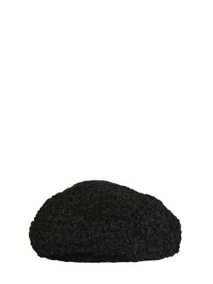 Zamatová baretka Ganni čierna
