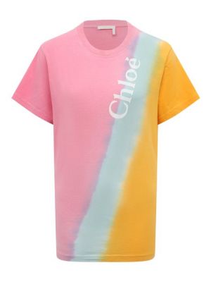 Хлопковая футболка Chloé розовая