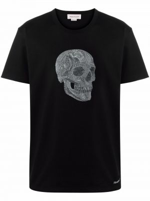 Raštuotas medvilninis marškinėliai Alexander Mcqueen juoda