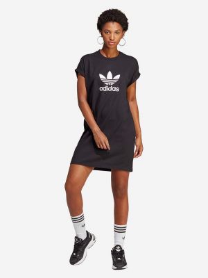 Хлопковое платье мини Adidas Originals черное