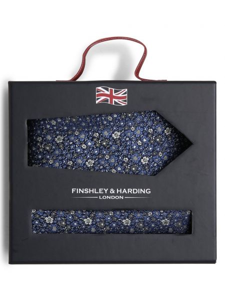 Jedwabny krawat Finshley & Harding London niebieski