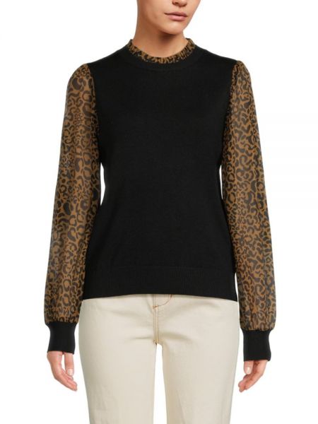 Черный леопардовый свитер с принтом Nanette Lepore