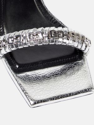 Sandały skórzane plecione Givenchy srebrne