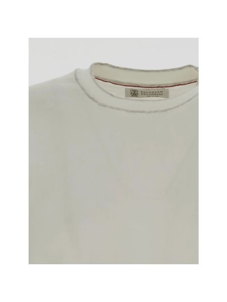 Camisa de algodón de punto Brunello Cucinelli blanco