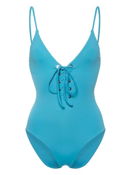 Kupaći kostim s vezicama s čipkom Federica Tosi plava