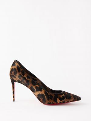 Леопардовые кожаные туфли с принтом Christian Louboutin коричневые