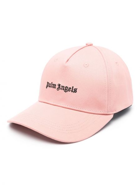 Haftowana czapka z daszkiem bawełniana Palm Angels różowa