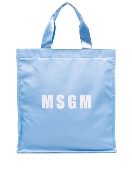 Шопинг чанта с принт Msgm синьо