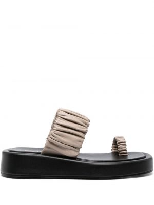 Dabīgās ādas sandales ar platformu Elleme melns