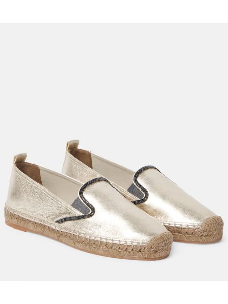 Läder espadrillos Brunello Cucinelli guld