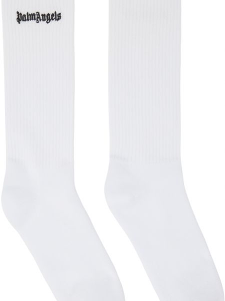 Белые носки с вышитым логотипом Palm Angels, White/Black