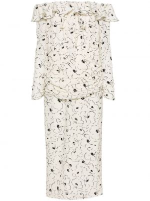 Svilena midi obleka s cvetličnim vzorcem s potiskom Alessandra Rich