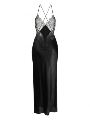 Krajkové dlouhé šaty Maison Close černé