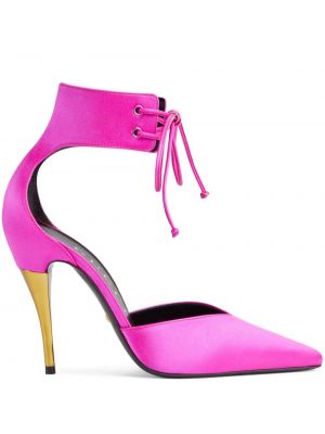 Сатенени полуотворени обувки Gucci розово