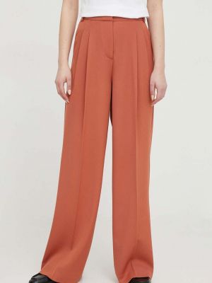 Hnědé kalhoty s vysokým pasem Calvin Klein