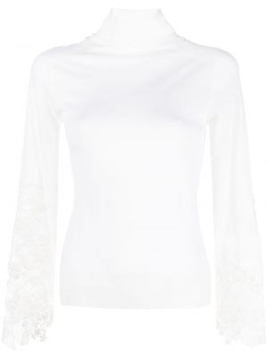 Φλοράλ μάλλινος πουλόβερ με δαντέλα Ermanno Scervino λευκό