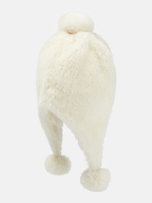 Hodvábna vlnená čiapka z alpaky Max Mara biela