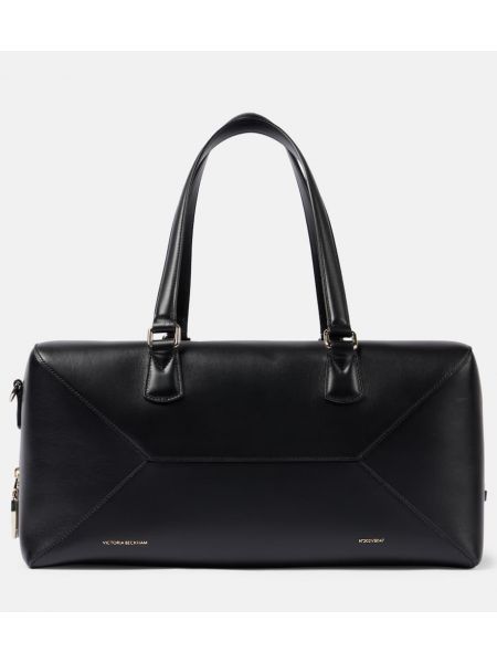 Kožená nákupná taška na fitness Victoria Beckham čierna