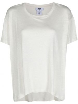 T-shirt en lin avec manches courtes Dkny blanc