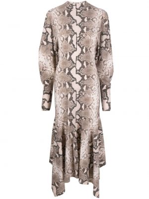 Robe chemise à imprimé asymétrique à motif serpent Stella Mccartney marron