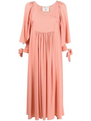 Платье макси длинное плиссированное Semicouture, розовое