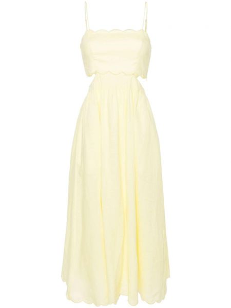 Λινένιος μίντι φόρεμα Zimmermann κίτρινο