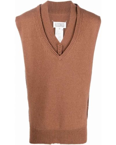 Jersey de punto con escote v de tela jersey Maison Margiela marrón