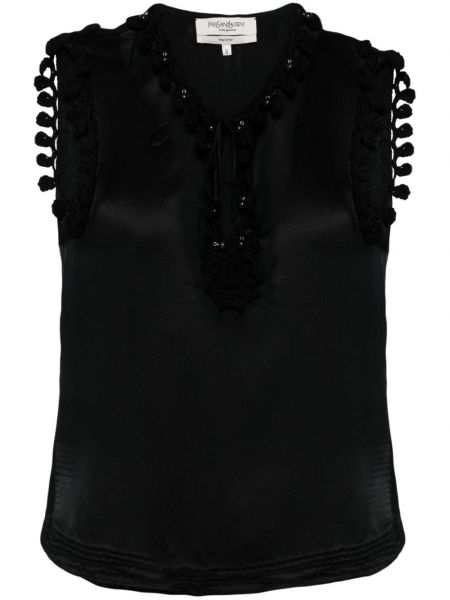 Копринена блуза Fendi Pre-owned черно