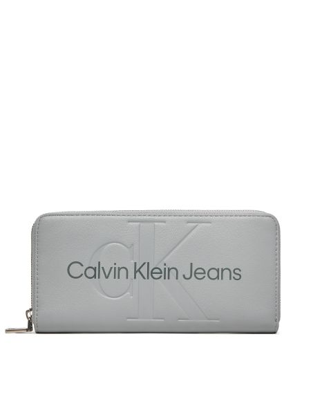 Grand sac à main fermeture éclair Calvin Klein Jeans gris