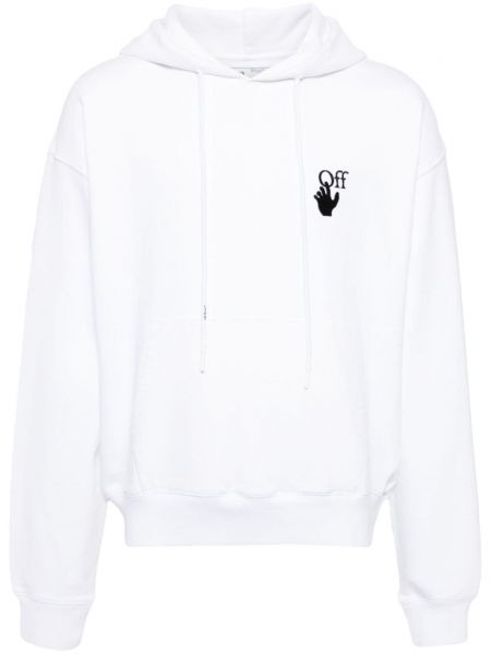Kokvilnas kapučdžemperis ar apdruku Off-white balts