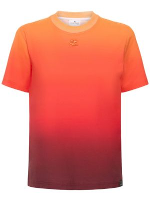 Памучна тениска с градиентным принтом Courreges оранжево