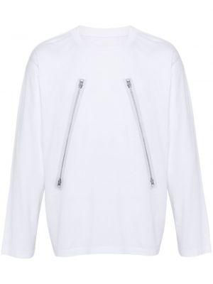 Kokvilnas t-krekls ar rāvējslēdzēju ar apdruku Mm6 Maison Margiela balts
