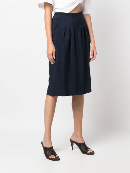 Kostkované hedvábné sukně Giorgio Armani Pre-owned modré