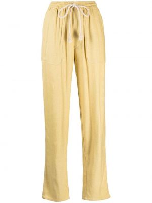 Žluté hedvábné rovné kalhoty relaxed fit Isabel Marant Etoile