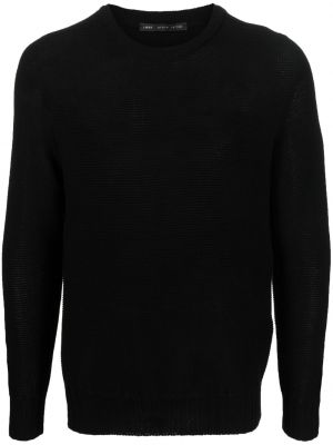 Плетен памучен пуловер Low Brand черно