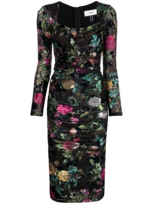Φλοράλ μίντι φόρεμα με σχέδιο Nissa μαύρο