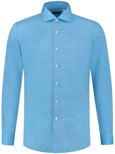 Λινό πουκάμισο Finamore 1925 Napoli μπλε