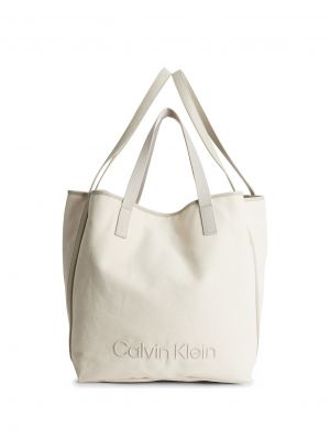 Τσάντα shopper Calvin Klein μπεζ
