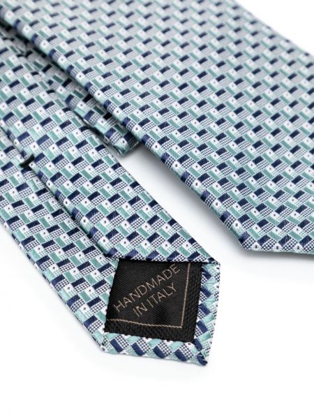Cravate à motif géométrique en jacquard Brioni bleu