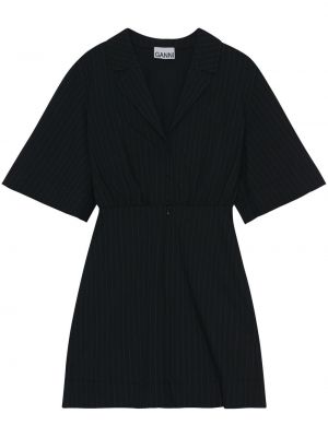 Prugasta mini haljina Ganni crna