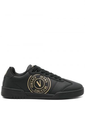 Δερμάτινα sneakers με σχέδιο Versace Jeans Couture μαύρο